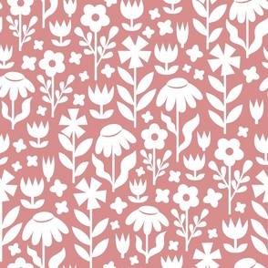 Blush meadow: monochrome floral pattern L