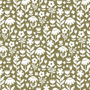 Soft meadow: monochrome floral pattern M