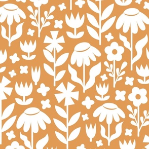 Soft meadow: monochrome floral pattern XL