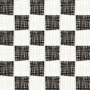 Hand drawn sketchy scribble checkers - Black and White