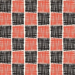 Hand drawn sketchy scribble checkers Black and Red