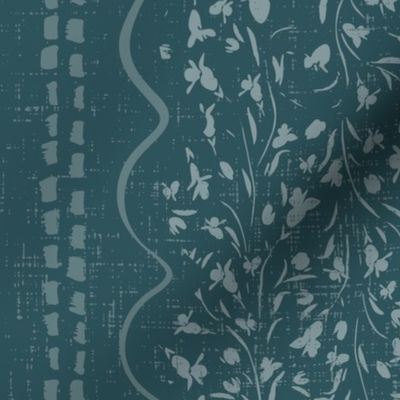Stripes, Scallops, Heritage. Florals, Vintage, Teal, Floral Trellis, Romantic, Whimsical, Timeless, Classic, Grandmillenial