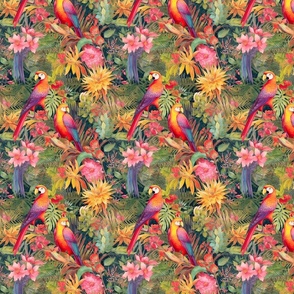 Small Tropical Tranquility A Paradise of Parrots_ Flowers_ and Ethereal Beauty