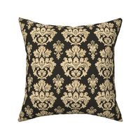 Baroque Opulence: Classic Fleur-de-lis Damask in Gold on Black