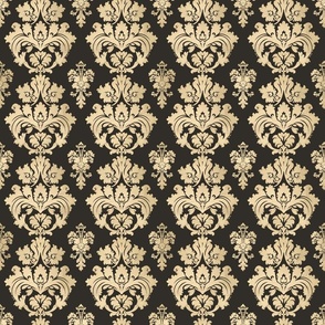 Baroque Opulence: Classic Fleur-de-lis Damask in Gold on Black