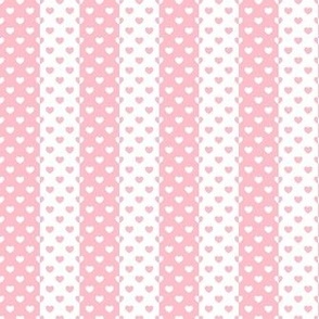 Smaller Scale Vertical Heart Stripes in Baby Pink