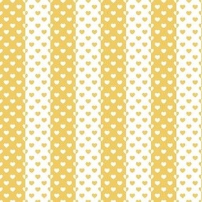Smaller Scale Vertical Heart Stripes in Daisy Yellow