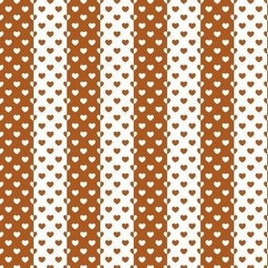 Smaller Scale Vertical Heart Stripes in Sunset Brown