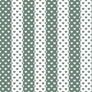 Smaller Scale Vertical Heart Stripes in Soft Pine Green