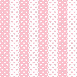 Bigger Scale Vertical Heart Stripes in Baby Pink