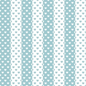 Bigger Scale Vertical Heart Stripes in Baby Blue