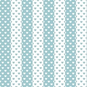 Smaller Scale Vertical Heart Stripes in Baby Blue
