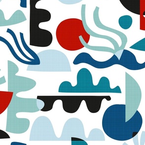 Summer Holiday Abstraction, Modern Cut Out Shapes No.002 - Vacation by the Sea Color Palette / Large / Eva Matise