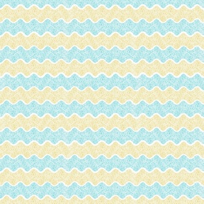 (SMALL)Intense Yellow and Turquoise Ocean Waves of Dots Pointillism Style on White Background