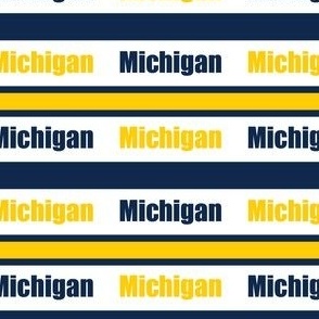 Navy Blue and Maize Michigan Stripes with Team Spirit