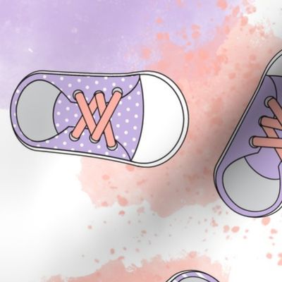 Sneakers Shoes Pastel Purple and Peach- Large Print
