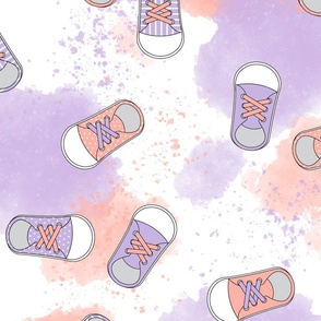 Sneakers Shoes Pastel Purple and Peach- Large Print