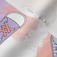 Sneakers Shoes Pastel Purple and Peach- Medium Print