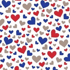 Red, Royal Blue, Brown and White Hearts Coordinate - Small