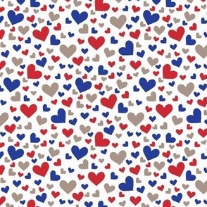 Red, Royal Blue, Brown and White Hearts Coordinate - Mini