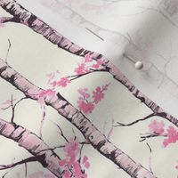 Small Birch Trees with Pink Leaves 