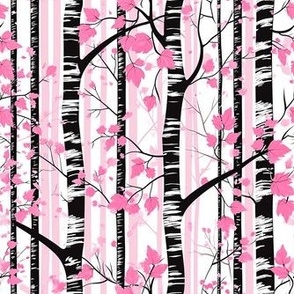 Small Birch Trees and Pink Stripes 