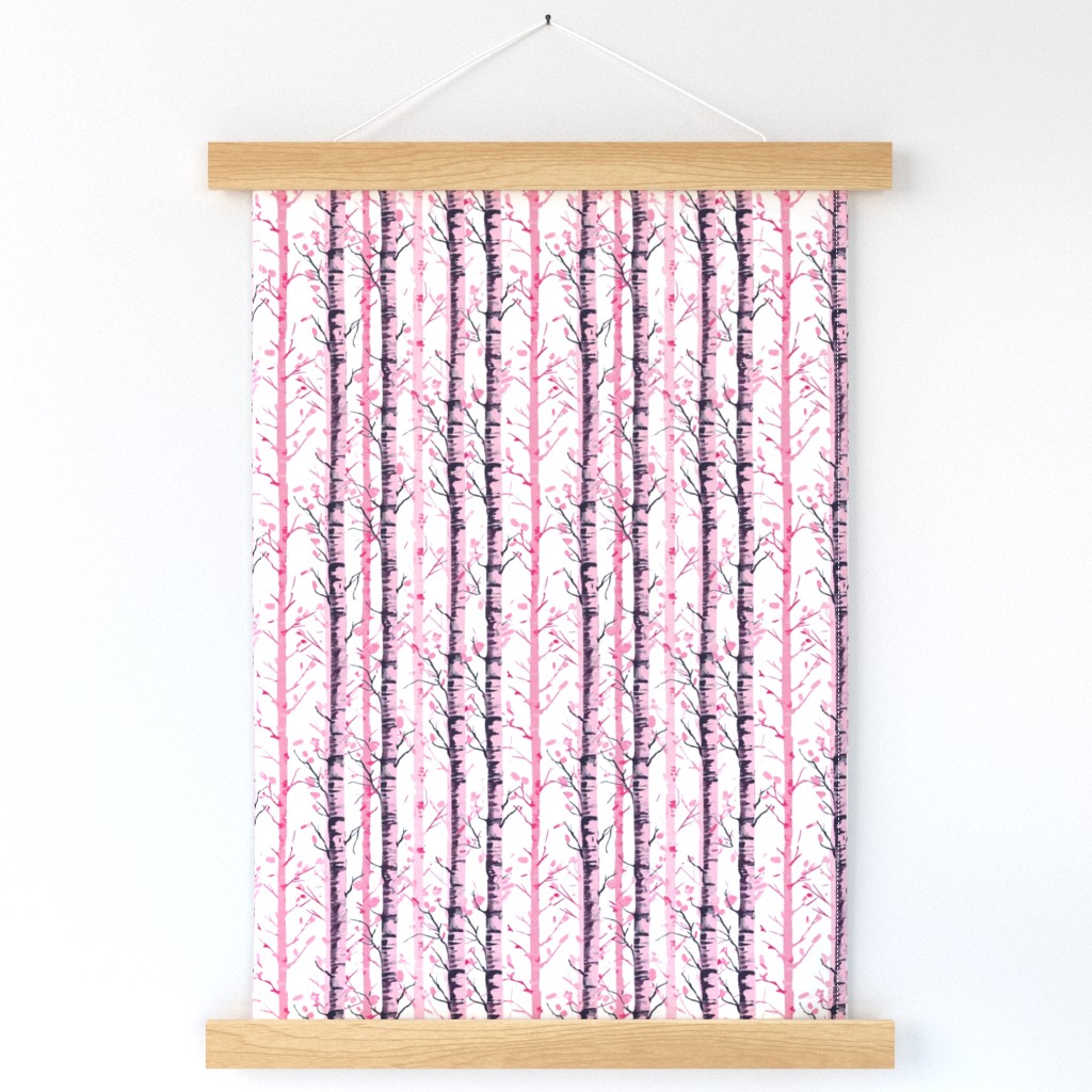 Small Birch Trees in Pink 