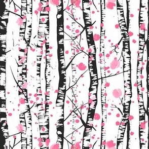 Small Birch Trees Pink Leaves