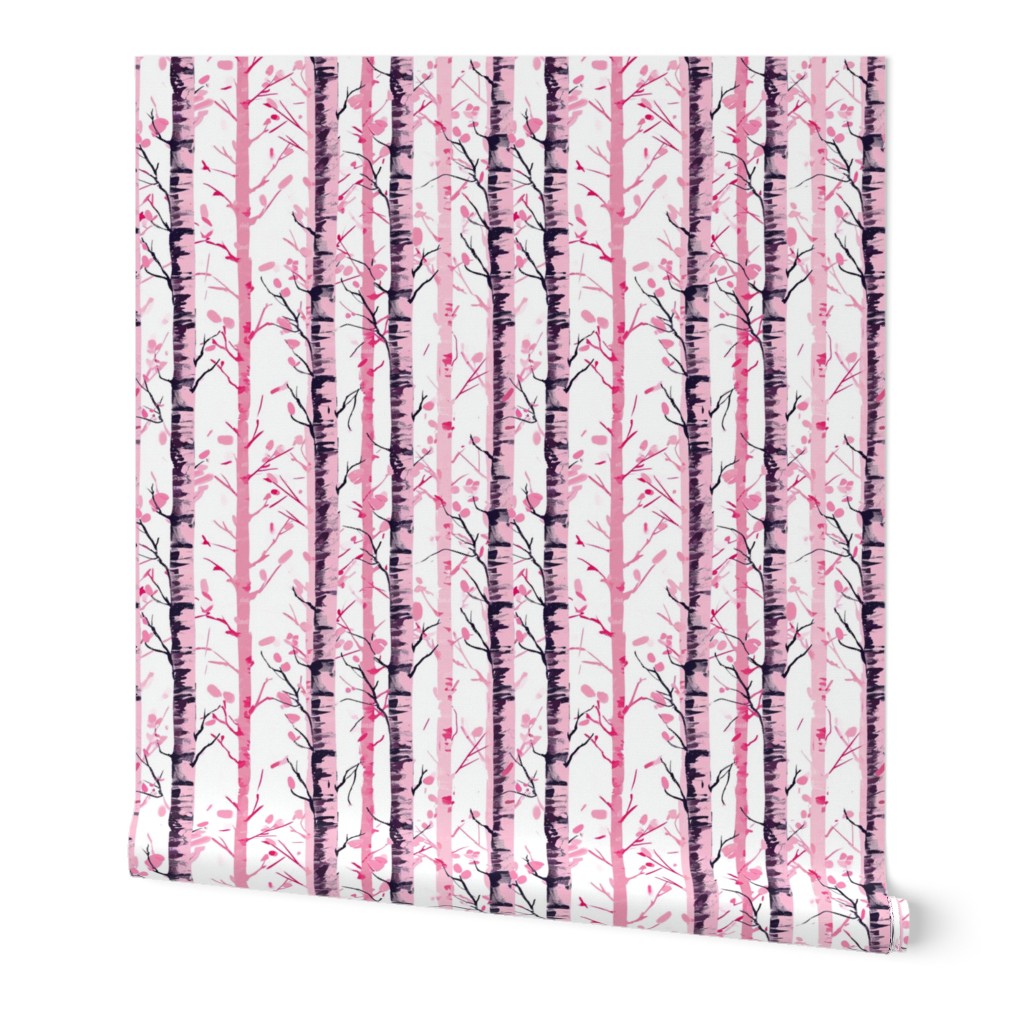 Large Birch Trees in Pink
