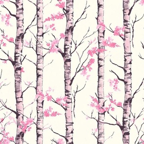 Medium Birch Trees with Pink Leaves