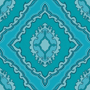 Arabetto Nuovo Damask in Teal (18 inch)