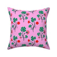Clover Dreams in Pink Background