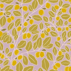 Lemon tree in yellow, green and lilac - Botanical Summer