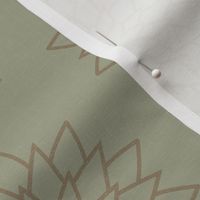 Abstract Water Lilly Sage Green and Taupe Gray with Linen Texture