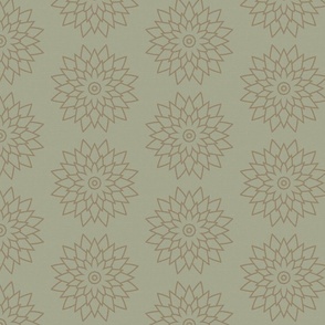 Abstract Water Lilly Sage Green and Taupe Gray with Linen Texture