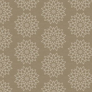 Abstract Water Lilly Taupe Gray and Bone White with Linen Texture