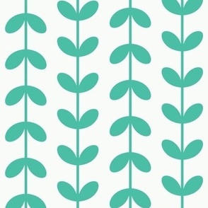 climbing vertical scandi leaves in green on mint