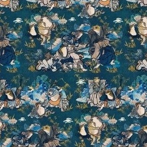 Kabuki Heroes Frogs Wallpaper & Fabric