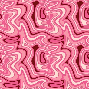 60s Swirl Abstract_Pink, Dark Red