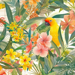 Jumbo Paradise Awaits - Tropical Birds and Florals