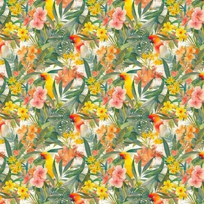 Small Paradise Awaits - Tropical Birds and Florals