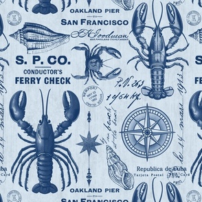 Maritime Treasures: Lobsters, Crabs, and Nautical Vibes Light Blue