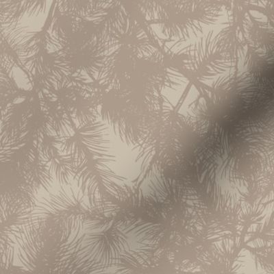 Beige Neutral Pine Tree Branches // Medium Scale // Warm Monochromatic Textural Naturalistic Design