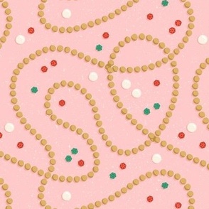 Gold Beads & Gems (on Pink)