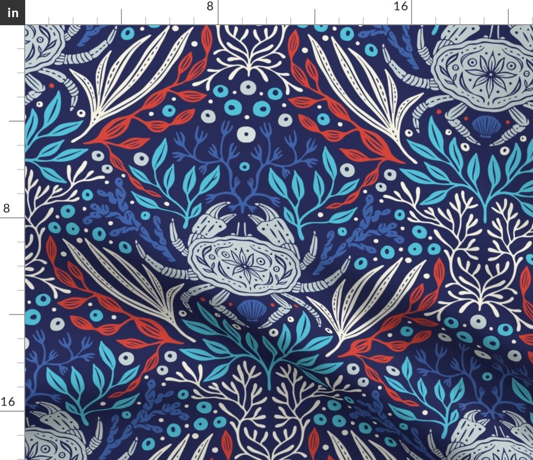 Crab Damask Blue