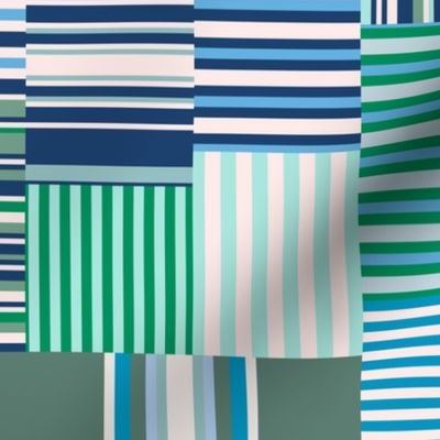 Patchwork Stripes (Blues & Greens)