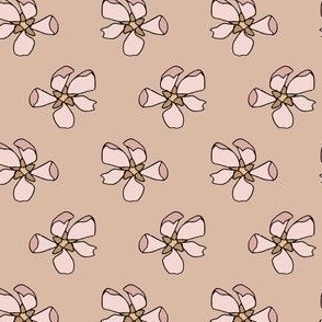 Vintage floral repeat in muted boho pink and brown pastel tones. 