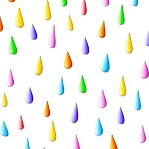 cute colorful paint drops pink blue yellow lavender green coral on white 