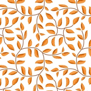 Vines Wreath in Circles and Diamonds In Orange on White