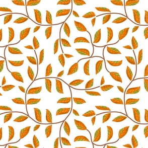 Vines Wreath in Circles and Diamonds In Orange and Green on White